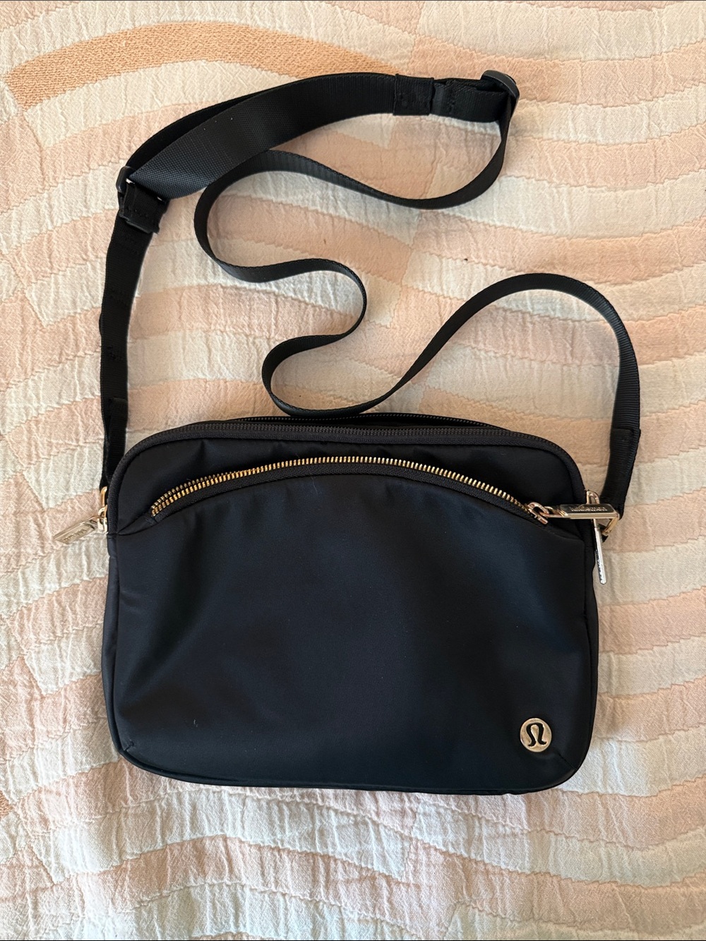lululemon athletica Black Crossbody Bag with Gold Hardware